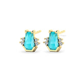 Labradorite Coffin Shape Sterling Silver Earring, 8x5mm Coffin Gemstone Stud, 18k Gold Plated, Daily Wearing Earrings